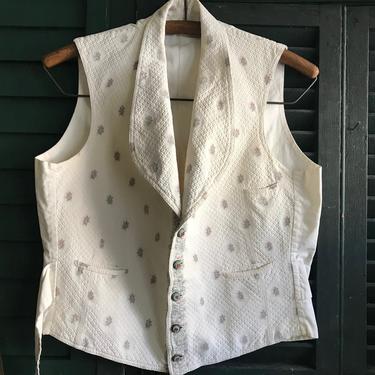 19th C French Waistcoat Gilet Vest Cotton Pique | Jan's Vintage