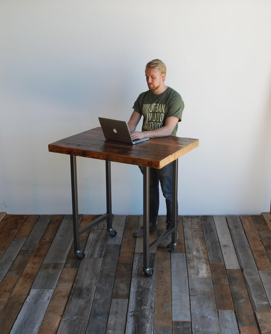 Solid Wood Standing Desk on 5" locking casters/wheels and Urban Wood