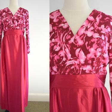 1960s Berry and Pink Formal Dress 