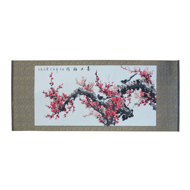 Chinese Color Water Ink Blossom Flower Horizontal Scroll Painting Wall Art cs5706E 