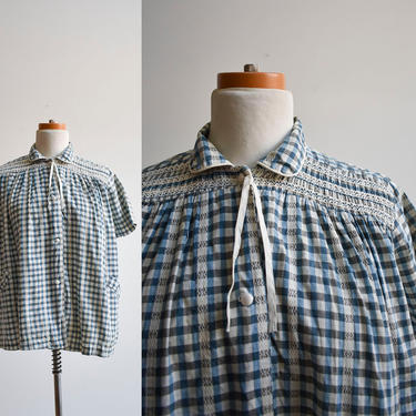 Vintage 1960s Checkered Maternity Blouse 