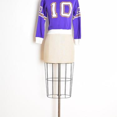 vintage 70s sweatshirt purple yellow 10 athletic shrunken kids top shirt tee XS clothing 