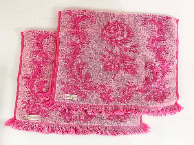 Vintage Cotton Bath Towel Fieldcrest Bathroom Decor 1960s 60s Pink, Check  Engine Vintage