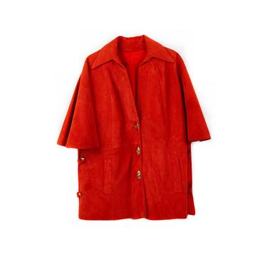 Vintage Suede Orange/Red  Poncho/Cape Jacket S/M 