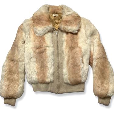 Vintage 1970s/1980s Women's Rabbit Fur Bomber Jacket ~ M 