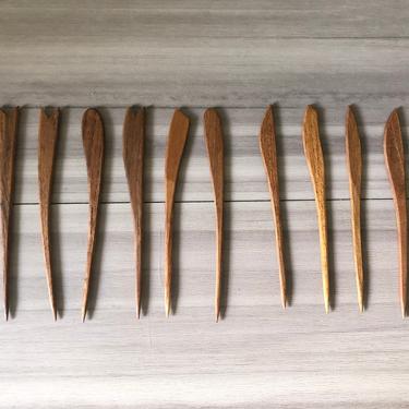 Vintage Set of 12  Danish Cocktail picks, Otagiri Teak Hors d’Oeuvre Picks 