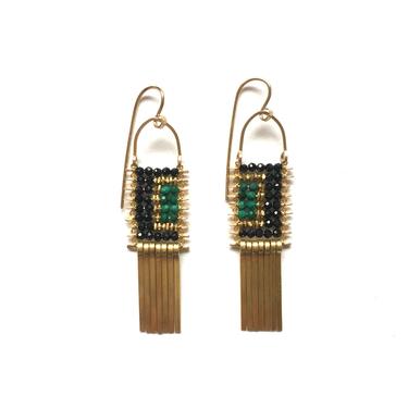 Color Block Earrings with Spinel and Malachite