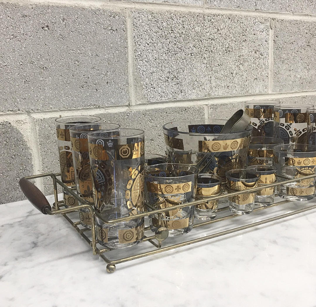 Vintage Bar Caddy Set Retro 1960s Vito Bari + Mid Century Retrospect