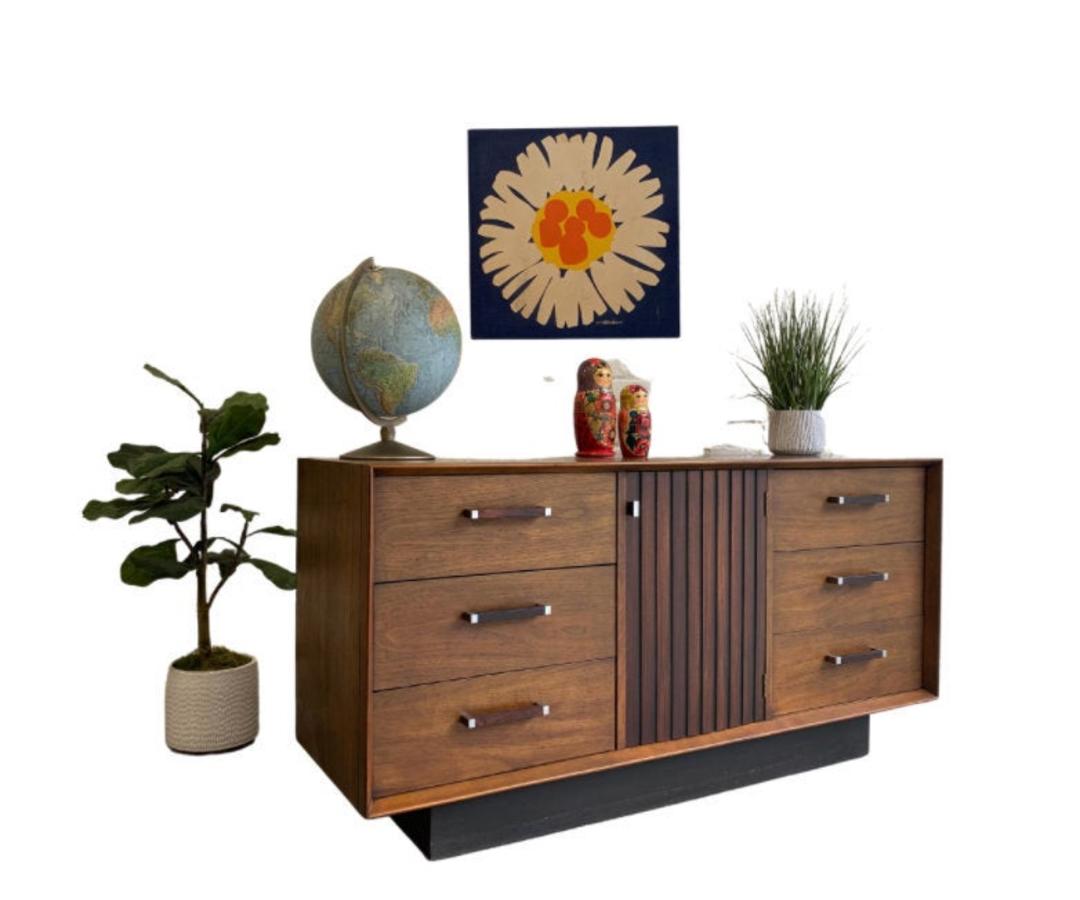 Mid Century Modern Walnut + ROSEWOOD DRESSER / CREDENZA by Lane