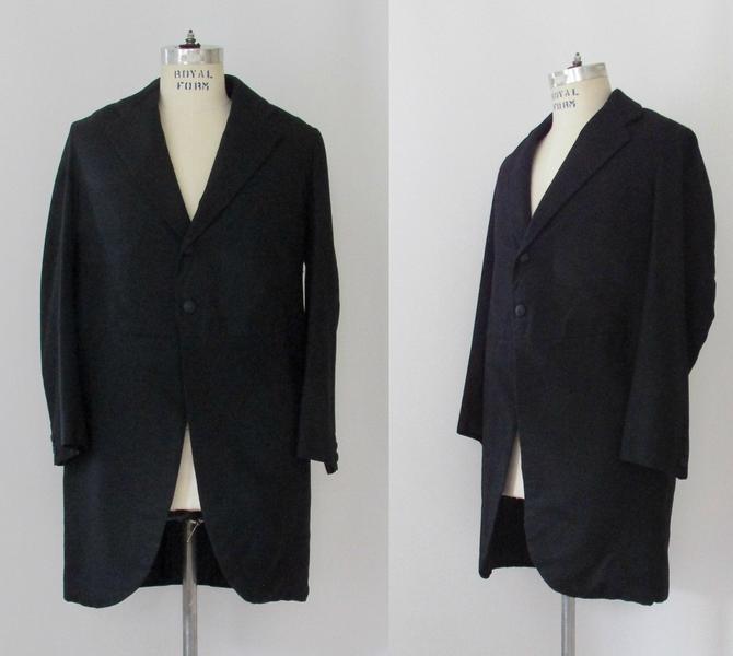 FINE AND DANDY Edwardian Morning Cutaway Coat 20s 1920s Black