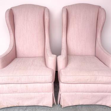 Pair of Blush Wingback Chairs