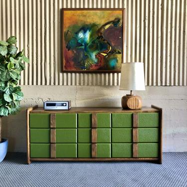 Funky Bright Green & Oak Vintage Dresser