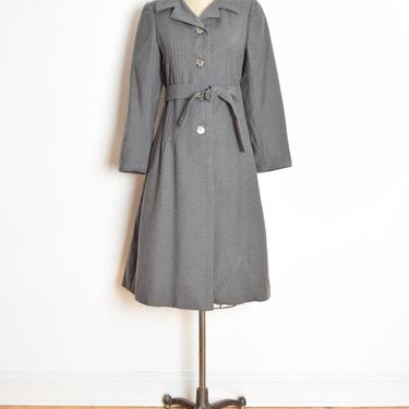 vintage 60s coat gray wool belted princess jacket Bendel simple mod S 