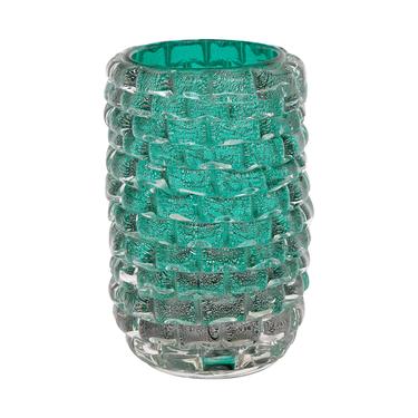 Teal Murano Glass Vase