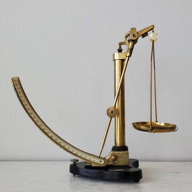 Vintage English Griffin & George Brass and Cast Iron Industrial Single Arm Balance Quadrant Paper Scale 