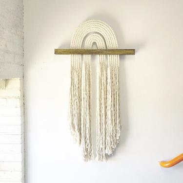 Macrame Wall Hanging &quot;Flow&quot;- Textile Fiber Knot Art, Fringe Scandi Style, Bohemian Accent, Rope Art 