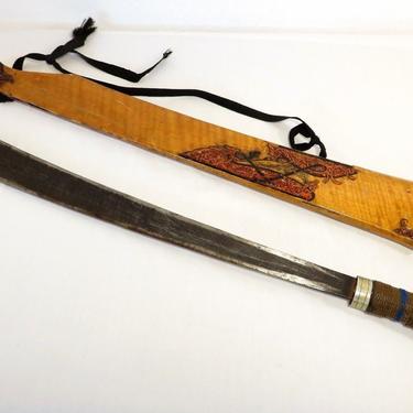 Antique MANDAU DAYAK SWORD BLADE; MORO KAMPILAN BARONG Kris CARVED ...