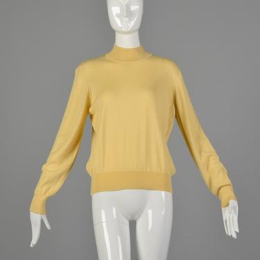 Large Kasha de Rodier 1980s Lightweight Cream Mockneck Sweater 