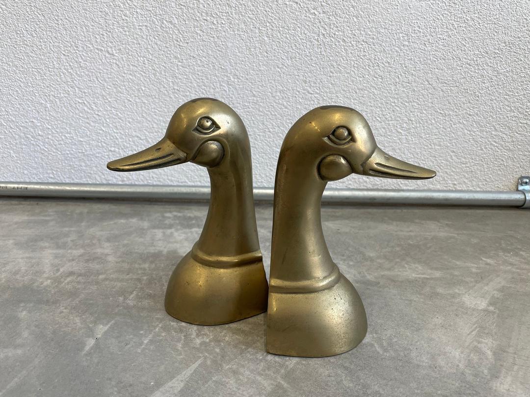 Large Brass Duck's Head Book Supports from Sarreid, 1970s, Set of