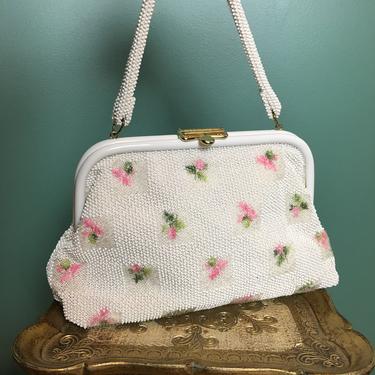 La Regale White Beaded Vintage Handbag. Italian glass beaded evening p –  Joseph Jane Vintage