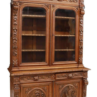 Antique Cabinet, Hunt, Oak, Foliate, French Game Bird &amp; Deer Carved, 1800's!!