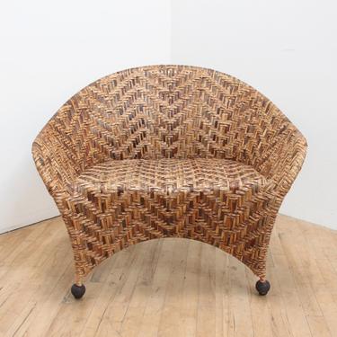 Vintage Palm and Cast Iron Lounge Chair 