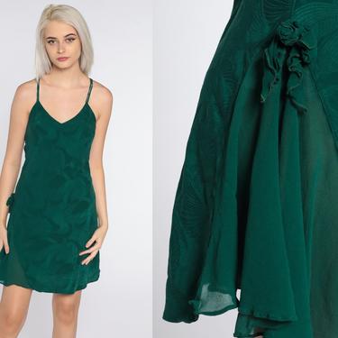 Vintage Victoria's Secret Slip Dress Green Embossed Nightgown Slip Dress Midi Lingerie 90s Nightgown Spaghetti Strap 1990s Small Medium 