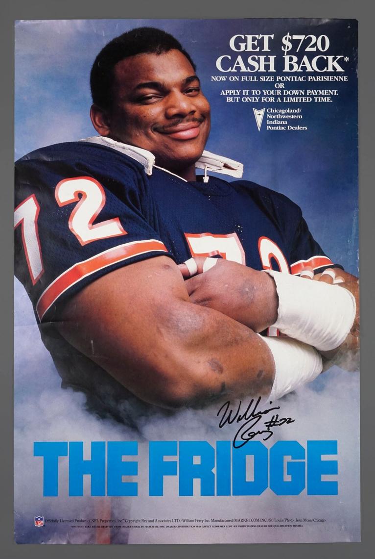1986 William Perry The Fridge The Refrigerator Chicago Bears Player Poster  23&, Vintage Inquisitor