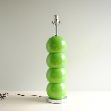 Vintage Mid Century Modern Green Ball Table Lamp, George Kovacs Style Stacked Ball Lamp, Caterpillar Lamp 