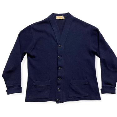 Vintage 1940s SENECA CHIEF Knit Wool Cardigan ~ men's S ~ Sweater ~ Work Wear 