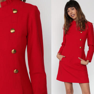 Mod Mini Dress 60s WOOL Dress Red Asymmetrical | Shop Exile