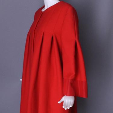 70s crimson PAULINE TRIGERE red wool silk opera pleated swing COAT dramatic vintage 8 1970s 