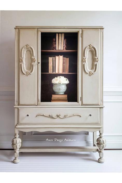 China Cabinet Hutch Jacobean Style Painted Furniture By