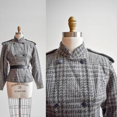 Slick Vintage Gray Herringbone Wool Jacket 