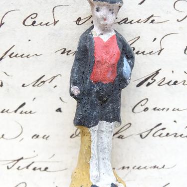 Antique Miniature French Hand Painted Composite Young Man, Vintage Toy  for Putz or Nativity,  Doll House 