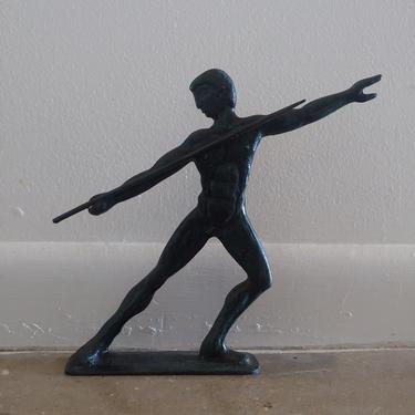 Vintage Ancient Greek Olympic Bronze Figure Javelin Thrower 