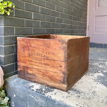 1920s American Cyanamid Company Explosives Crate Permissible Wooden Finger Jointed Wooden Rusitc Primitive Box Antique Coal Mining 