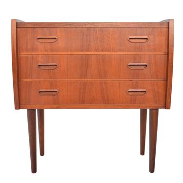 Danish Modern Mid Century Teak Bow Edge Three Drawer Entry Chest 