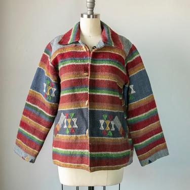 1970s Wool Jacket Mexican Striped M 