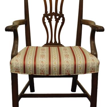 Baker Furniture Solid Mahogany Traditional Chippendale Style Dining Arm Chair 