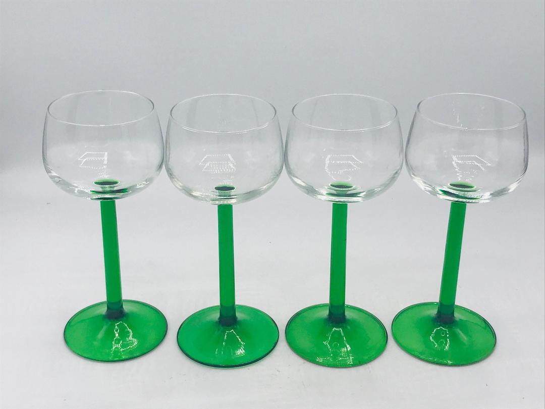Lovely Vintage 4 Cristal D Arques Durand Luminarc Green Stem Rhine Wine Glasses Arcoroc France 6 Ounce From Joanntiques Of San Diego Ca Attic