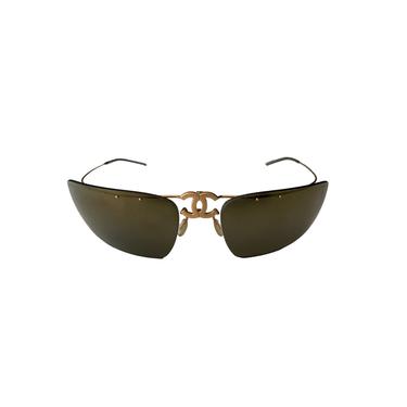 Chanel Olive Logo Folding Sunglasses