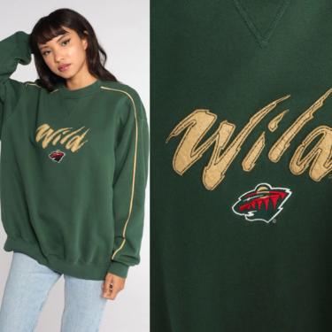 Minnesota Wild Sweatshirt 90s NHL Sweatshirt Hockey Sports Long Sleeve Green Streetwear Sweatshirt Vintage Graphic Extra Large xl 