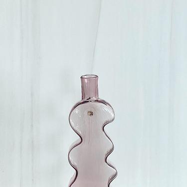 Vintage 1980s Hank Adams BLENKO Light Purple LARGE Bottle Vase Decanter PUZZLE Piece Vintage Art Glass Classic 