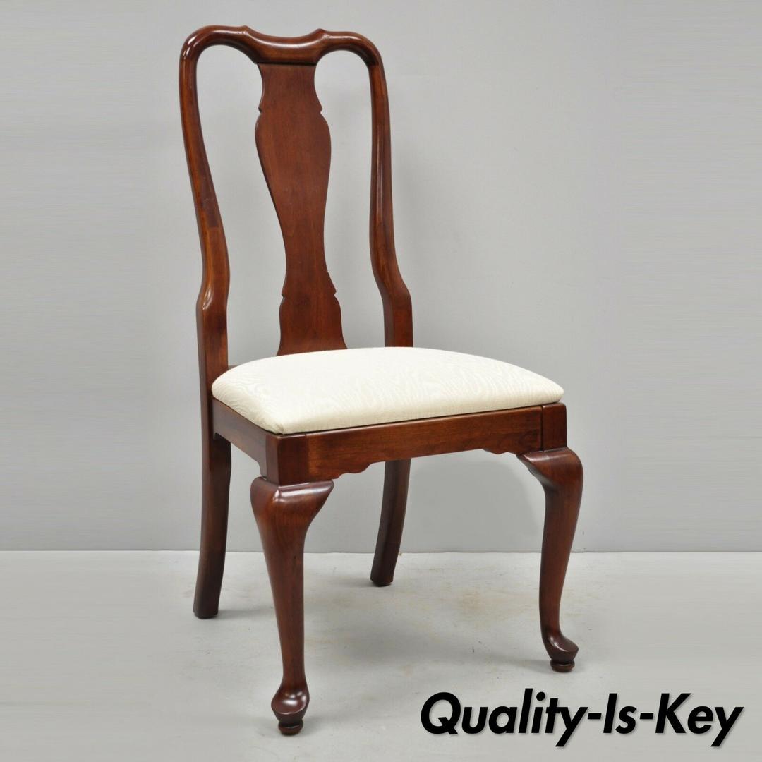 Vintage Solid Cherry Wood Queen Anne Style Dining Side Chair Quality