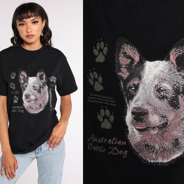 Vintage Floral Australian Cattle Dog Distressed T-Shirt