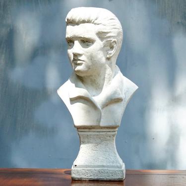 Vintage 1970's Solid Plaster Elvis Presley Bust, White Chalk Table Top Figure Statue, Rustic Details , Elvis Presley Collectibles, 12.5&quot; H 