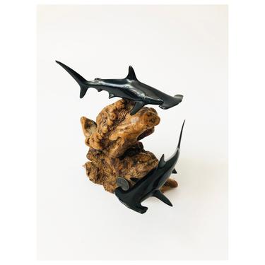 Vintage John Perry Hammerhead Sharks Sculpture 