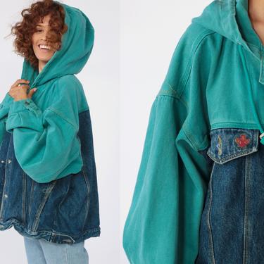 90s colorblock denim jacket sales
