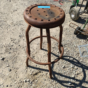 Cool old rusty metal stool 30"H